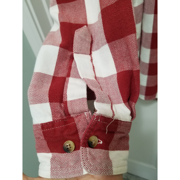 Dockers Women's Drop Shoulders Red/White Plaid Shacket Button Down Sz M NWOT - Picture 3 of 10